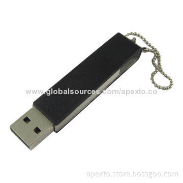 Black Leather Swivel USB Flash Memory, Customized Logos Welcomed, 1 to 32GB Capacities
